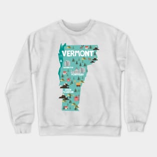 Vermont State of the USA illustrated map Crewneck Sweatshirt